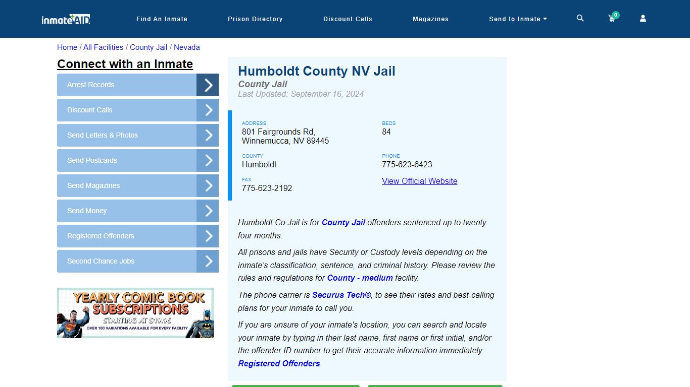 Humboldt County NV Jail - Inmate Locator